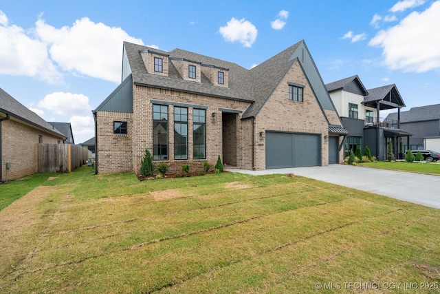 5809 E 126th Pl S, Tulsa, OK 74008 - view of front facade featuring brick siding, driveway, a garage, a shingled roof, and board and batten siding