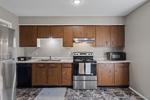 kitchen featuring sink and black appliances