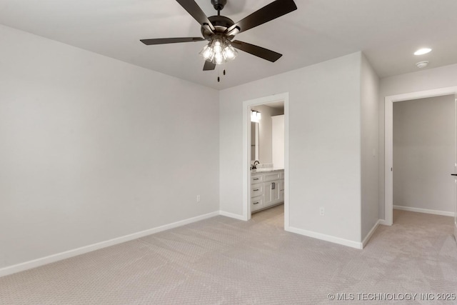 223 W 172nd St S, Mounds, OK 74047 - unfurnished bedroom featuring light colored carpet, ensuite bathroom, and ceiling fan