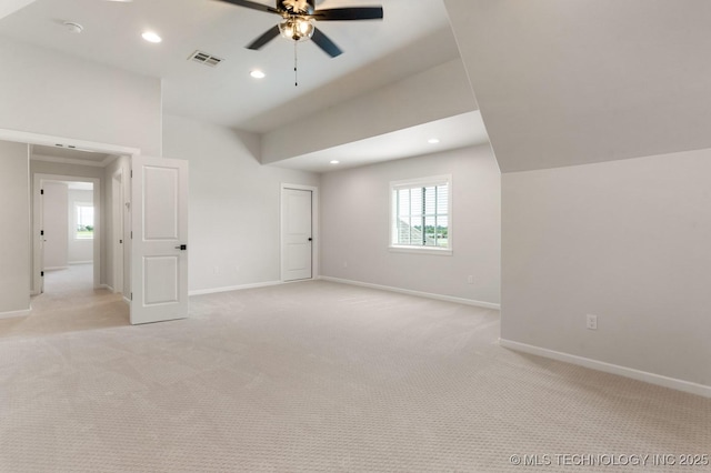 223 W 172nd St S, Mounds, OK 74047 - spare room featuring a ceiling fan, light colored carpet, recessed lighting, and a smoke detector