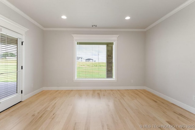 223 W 172nd St S, Mounds, OK 74047 - unfurnished room featuring crown molding, light wood-style flooring, and recessed lighting