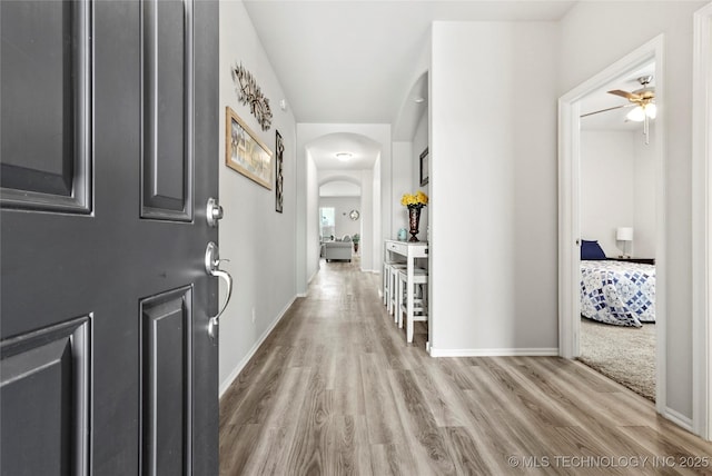 hall featuring light hardwood / wood-style floors