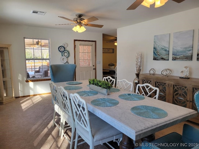 dining area with carpet floors