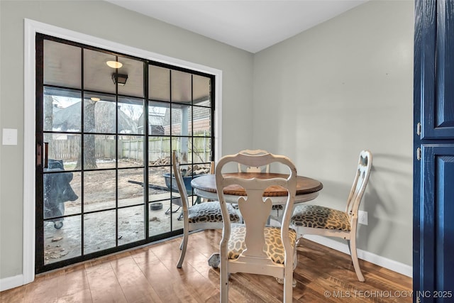 dining area featuring wood-type flooring