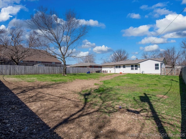 view of yard featuring a fenced backyard