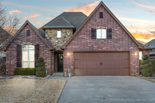 view of front of house with a garage