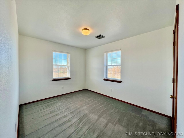 unfurnished room with carpet floors