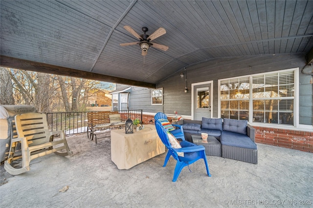 view of patio / terrace with an outdoor hangout area and ceiling fan