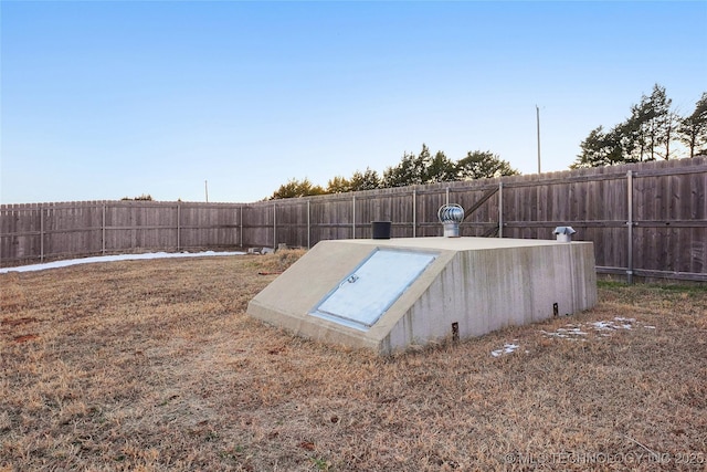 view of storm shelter