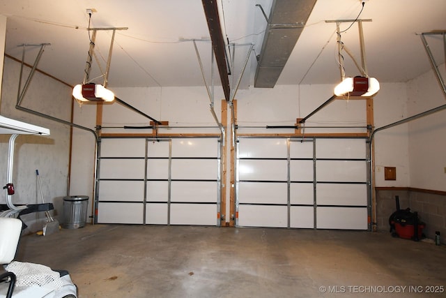 garage with a garage door opener