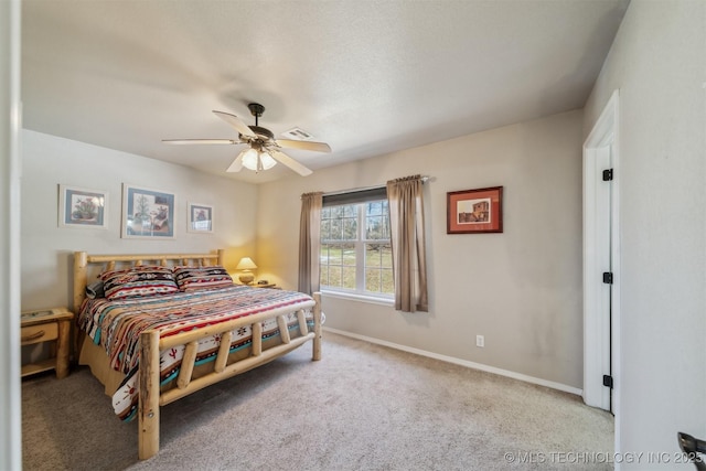 bedroom with carpet flooring and ceiling fan