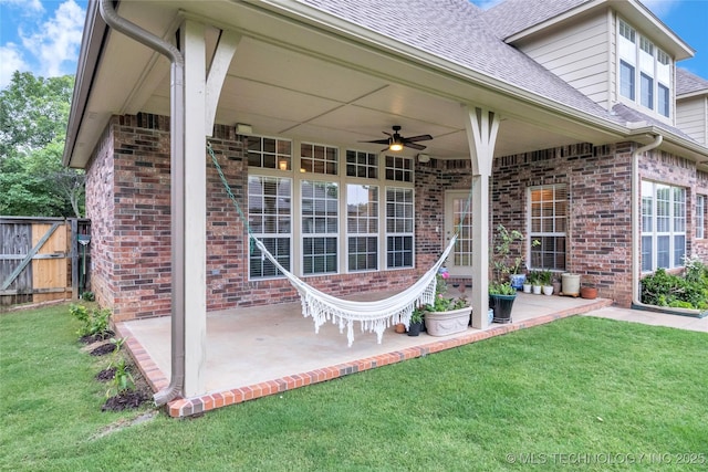 view of patio / terrace with ceiling fan