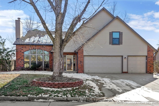 view of front property with a garage