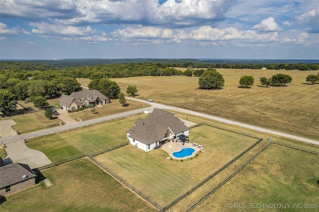 bird's eye view with a rural view