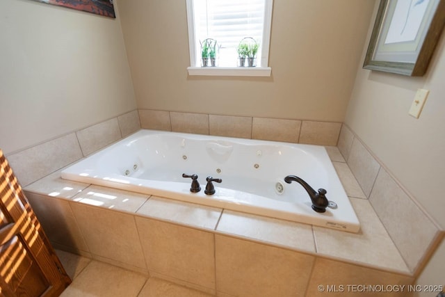 bathroom featuring tiled bath