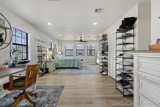 bedroom featuring light hardwood / wood-style flooring