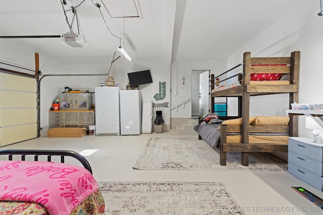 bedroom featuring concrete flooring