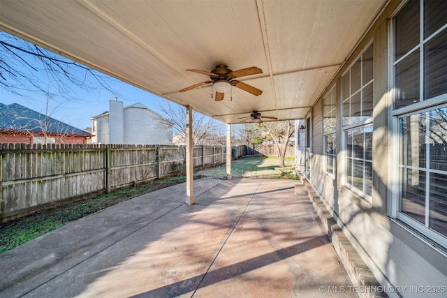 view of patio with ceiling fan