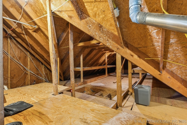 view of unfinished attic