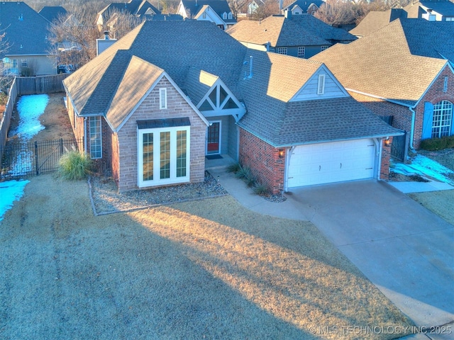 view of front of property with a garage