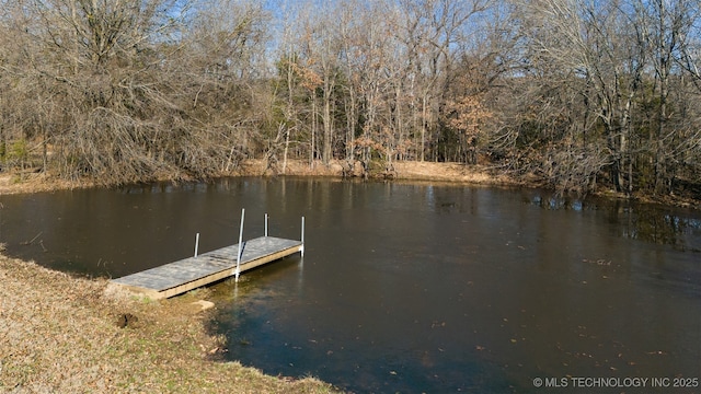 view of dock featuring a water view