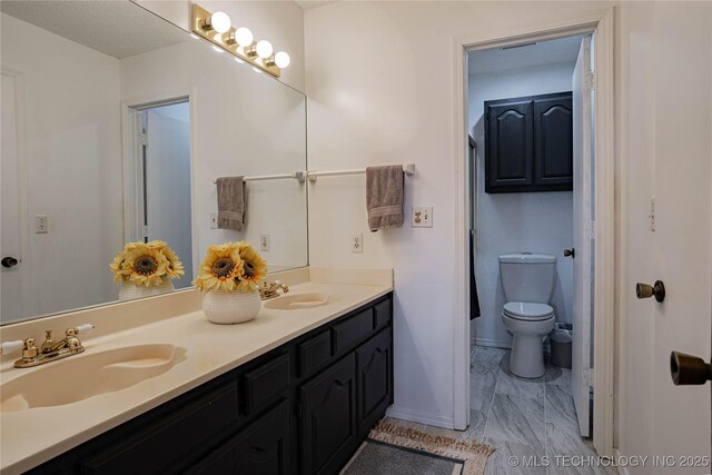 bathroom with toilet and vanity