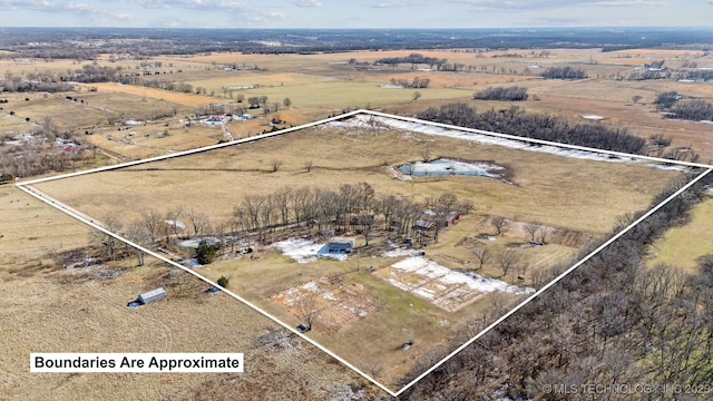 aerial view featuring a rural view