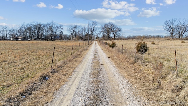 view of road with a rural view