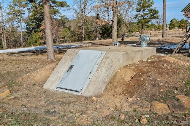 view of storm shelter