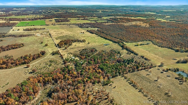 aerial view with a rural view