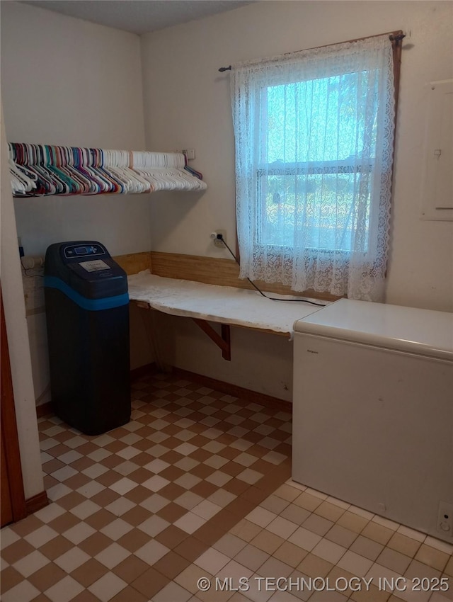 laundry area with electric panel