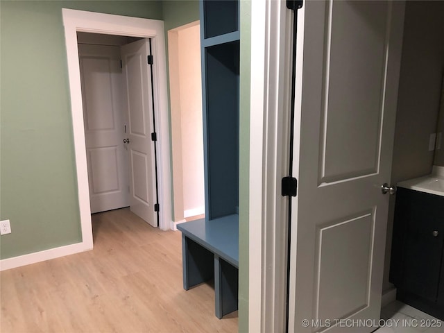 mudroom featuring light hardwood / wood-style flooring