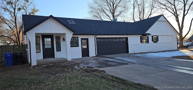 modern farmhouse with a garage