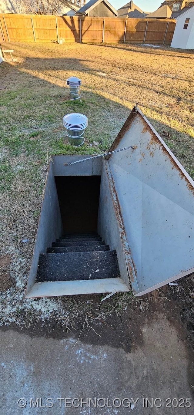 view of storm shelter