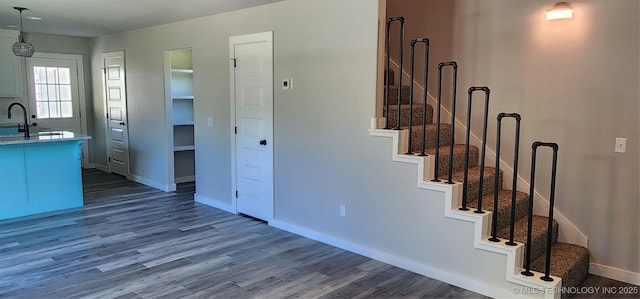 interior space featuring sink and hardwood / wood-style flooring