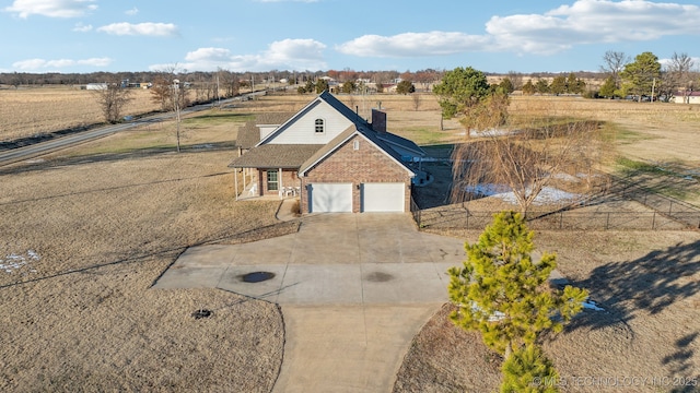 aerial view with a rural view