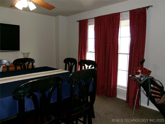 10500 W 123rd Rd, Oktaha, OK 74450 - dining area featuring ceiling fan and carpet