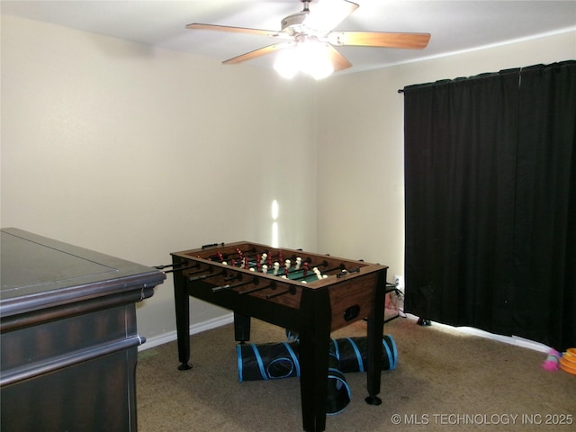 10500 W 123rd Rd, Oktaha, OK 74450 - recreation room featuring light carpet and ceiling fan