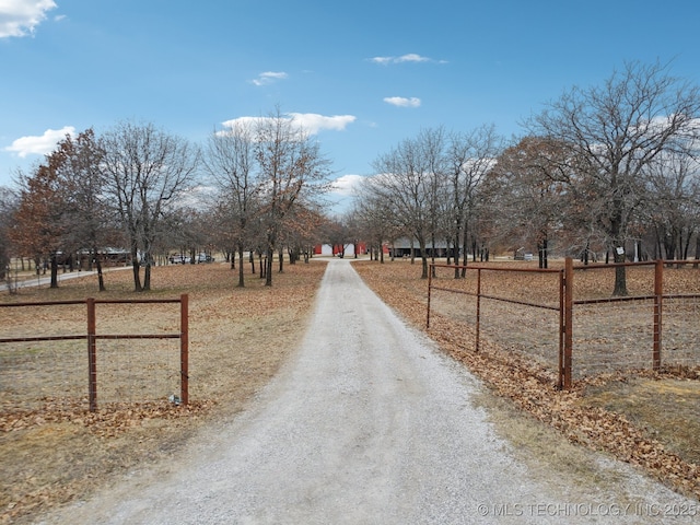 view of road featuring a rural view