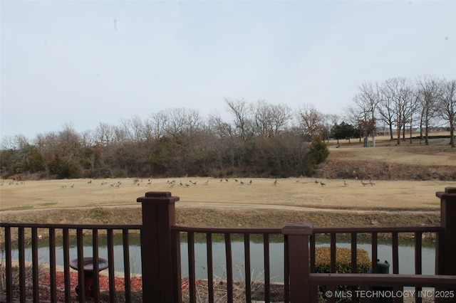 view of yard with a water view