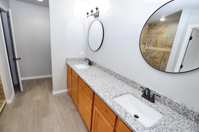 bathroom featuring wood-type flooring and vanity