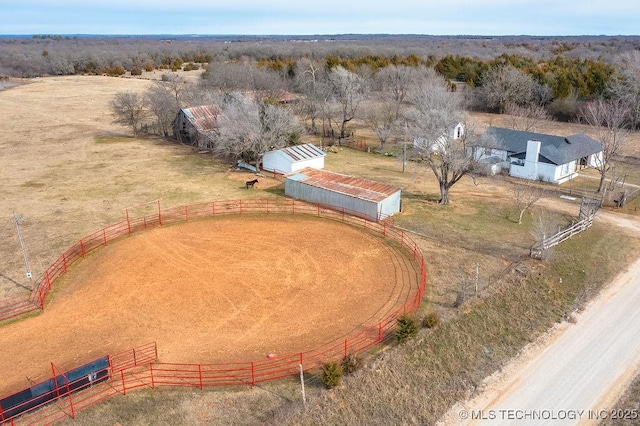 bird's eye view with a rural view