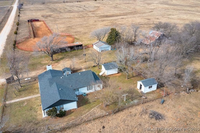 drone / aerial view with a rural view