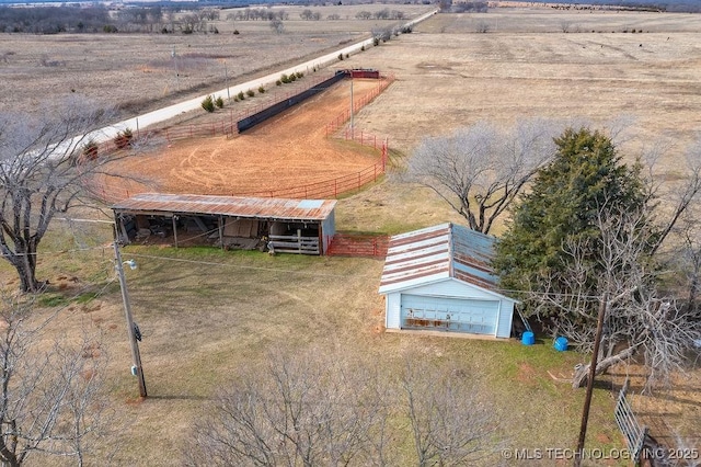 drone / aerial view with a rural view