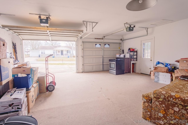 garage with a garage door opener