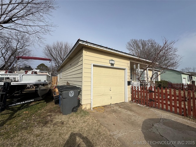 view of garage