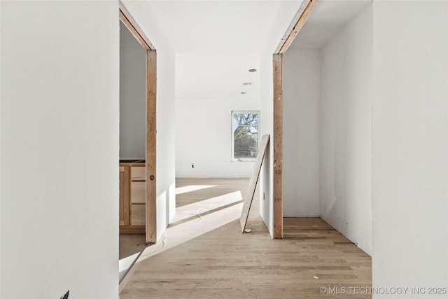 corridor with light hardwood / wood-style flooring