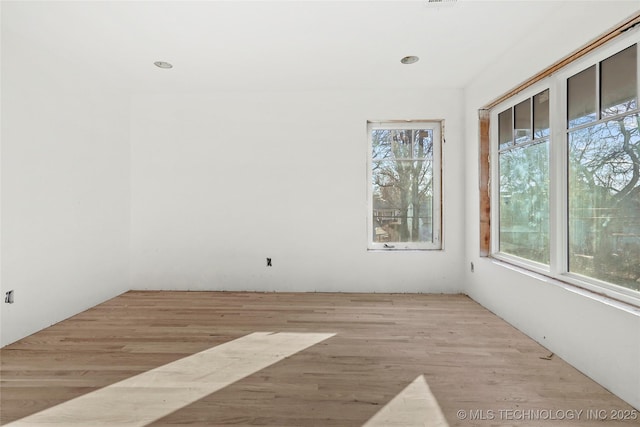 empty room featuring light hardwood / wood-style floors and plenty of natural light