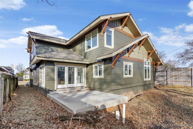 back of house featuring french doors and a patio area