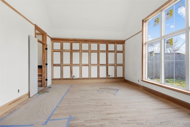 unfurnished room with light hardwood / wood-style flooring